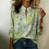 Comercio electrónico transfronterizo de Amazon: nueva camisa casual estampada para mujer con mangas largas a rayas