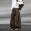 Pantalones largos, estilo preppy, de talla grande, con cintura curva, corte relajado y diseño de pierna ancha y suelta, con estampado de rayas