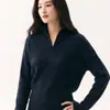 Novo Cardigan de Malha Cashmere Simples Outono 2026 para Mulheres, Gola Alta, Caimento Solto, Emagrecedor, Casaco Suéter de Alta Qualidade