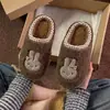 Pantuflas de Algodón con Conejito de Dibujos Animados para Mujer, Modelo Nuevo Invierno 2026, Uso en Interiores del Hogar, Forradas de Felpa, Calientes, Antideslizantes