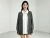Camisa Patchwork Simples Estilo Coreano Tricô Falso Duas Peças Outono/Inverno 2026 Novo Design Cardigã de Manga Longa Top