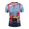 Camiseta Divertida Novedosa Transfronteriza para Hombre Ropa Transfronteriza Camiseta de Manga Corta para Hombre con Cuello Redondo Estampado Digital 3D Europeo y Americano