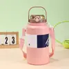 Caneca Térmica de Aço Inoxidável 316 com Aparência Premium para Estudantes Masculinos e Femininos, Chaleira para Espaço de Mochila, Chaleira para Esportes ao Ar Livre com Corda
