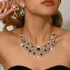 Set de Pendientes y Collar con Forma de Gota Incrustados de Diamantes Transfronterizos Europeos y Americanos Cadena para Clavícula Elegante de Moda Joyería de Lujo Ligero Accesorios de Alta Gama
