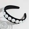 Nueva diadema de terciopelo rojo y negro transfronteriza, moderna diadema de ala ancha con perlas de alta calidad, accesorios para el cabello versátiles y elegantes