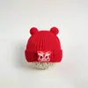 Gorro de Invierno Tejido para Mujer con Circunferencia de Cabeza Grande, Forro Polar, Cálido, Casual, Versátil, Estilo Dulce, Gorro de Punto para Otoño e Invierno
