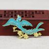 Yiwu Fio Dourado Preservação de Cor Cobre Banhado a Ouro DIY Esmeralda Pendente Ouro Azul Queimado Esmalte Andorinha Ramo de Flor Par de Acessórios B3392