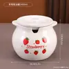 Olla de Cerámica para Manteca con Dos Asas, Recipiente de Cocina para Aceite de Almacenamiento, Gran Capacidad con Filtro, Olla de Aceite de Barriga Grande, Olla de Cerámica para Manteca
