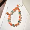 Colgante para Teléfono Flor Morada Flotante Raíz de Bodhi para Mujer, Sensación de Alta Gama, Llavero Pulsera Trenzada Gato de la Suerte Quemado con Carbón, Colgante de Cordón Antiperdida