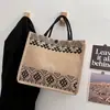 Bolsa Tote Portátil Estilo Étnico Retro 2023 Nueva Moda Nacional Lino Texturizado para Viajes de Trabajo Gran Capacidad Bolsa para Tutor Bolsa de Compras