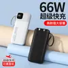 Novo Modelo de Power Bank com Cabo Embutido para Carregamento Rápido, Logo Personalizado, Grande Capacidade de 20000 mAh, Display Digital, Fonte de Alimentação Móvel para Atacado