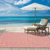 Palha de Plástico Trançada Exportação Rosa Jacquard Espessado Dupla Face Tapete de Praia Pátio Impermeável Secagem Rápida Tapete Externo