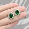 Design elegante de luxo leve com incrustação de diamantes, simulação de esmeralda, acessórios, anel de flor desabrochando, colar, brincos de tarraxa, conjunto de joias