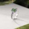 Anillo de Plata Yilu Jade Hetian Plata de Ley S925 Huevo de Pez Anual Jade Patrón de Diente Superficie de Huevo Ovalado Chino Venta al por Mayor