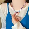 Collar de Perro de Cuentas Coloridas Retro Coreano para Mujer, Cadena para Clavícula de Gatito Linda de Dibujos Animados, Accesorios al por Mayor