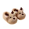 Pantufas de Algodão de Inverno para Crianças com Design de Veado Fofo para Meninos e Meninas Quentes com Forro de Pelúcia Casa Sapato de Algodão Fechado para Bebês e Pais