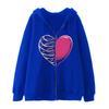 Sudadera Transfronteriza Amazon 2022 Sudadera con Cremallera Estampada de Corazón Tendencia Chaqueta Casual Europea y Americana Casual y Versátil