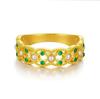 Anillo tejido de oro amarillo antiguo Anillo de esmalte verde con incrustaciones de seda Ruyi para mujer Estilo chino Lujo ligero que combina con todo