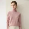 Novo suéter de malha 100% caxemira pura feminino para outono e inverno com gola alta, suéter confortável e amigo da pele para usar em camadas