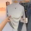 Camiseta feminina de primavera e outono, nova, gola alta, manga média, preta, meia manga, combinação elegante, top básico