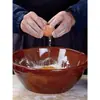 Palangana casera antigua palangana de azulejo de cerámica amasado de masa con tapa palangana de porcelana loza secado al sol amasado de salsa masa palangana de fermentación de cocina levado de masa