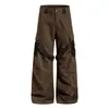 Pantalones Cargo con Cordones Estilo Retro Americano OREETA Unisex Holgados Pierna Ancha Pierna Recta Casual de Leñador