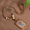 Corda de Pingente de Xizang Tecida à Mão Cordão de Pescoço Thangka Zakiram Estilo Étnico Retrô Joia Literária Brincos Colar