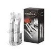 Conjunto de garfos de fruta de aço inoxidável 304 para casa, garfinhos fofos para bolo, palitos de fruta, conjunto de 6 peças de luxo leve com base, conjunto em caixa de presente