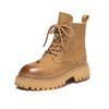Botas Martin de Suela Gruesa para Mujer, Nuevas Botas de Cuero Estilo Británico para Primavera y Otoño, Botines Cortos de Moda para Motocicleta Versátiles que Aumentan la Altura con Forro de Felpa