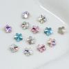 Dongzhou 6*6 Mini Pedrería para Uñas con Forma de Flor y Parte Trasera Puntiaguda Flor de Ciruelo No se Cae Pedrería de Vidrio Plateada Artículo Popular de Celebridad de Internet para DIY