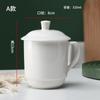 Taza de té de cerámica blanca pura para habitación de hotel con tapa Taza para beber en reuniones de oficina con logo
