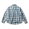 Rumen American Trendy Casual Versátil Camisa de Cuadros Rasgada para Hombre Otoño Pareja Estilo Holgado Perezoso Camisa de Mezclilla