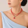 Collar de Perlas de Doble Capa de Lujo Ligero Estilo Francés para Mujer, Colgante con Cierre Ot de Diseño Exclusivo, Cadena para Clavícula, Accesorio de Cuello de Gama Alta
