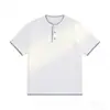 Camiseta de Punto de Manga Corta con Cuello Henry Estilo Old Money para Hombre, Top de Manga Media Holgado de Verano para Parejas