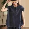 Camisa Jeans Vintage Sal Lavado Moda Feminina Pregueada Slim-fit Pulôver Top Camisa Solta Slim-fit