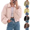 2026 Amazon Europeo y Americano Comercio Exterior Transfronterizo Otoño Nuevo Estilo Cuello Solapa Mangas Abullonadas Cremallera Chaqueta Corta Abrigo de Mujer