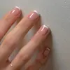 Parche para Uñas Falsas Desmontable, Estilo Simple, Color Nude Corto, Transparente Hielo Blanqueador, Para Uso Diario de Estudiantes