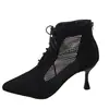 Botas Sexy Tamanho Grande Sapatos Femininos Novo Estilo Vazado Decote Baixo Botas Curtas Salto Alto Feminino Bico Fino Zíper Traseiro Sandálias Salto Agulha