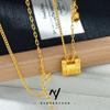 Nuevo Diseño Nacional Estilo Chino con el Carácter "Fu" Bolsa Candado Collar de Loto, Oro Arena Vietnamita Exquisita Cadena Clavícula Bolsa Candado para Mujer