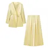 Atacado Fabricante de Roupas Femininas Transfronteiriço 2026 Aliexpress Mais Vendido Jaqueta de Manga Longa com Cadarço e Decote V + Conjunto de Calça Wide Leg
