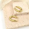 Arete europeo y americano estilo ins hueco en forma de c de acero de titanio minimalista círculo de metal temperamento aretes que combinan con todo aretes para mujer al por mayor