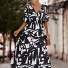 Novedades Primavera y Verano 2026 Ebay Amazon Más Vendido Sitio Independiente Más Vendido Transfronterizo Europeo y Americano Vestido de Cuello en V con Mangas Abullonadas