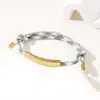 Al por mayor al contado transfronterizo Pulsera de doble cordón multicolor Acero inoxidable Color de impresión y grabado Ajustable Atrás Pulsera de doble cordón