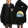 Chaqueta con estampado perimetral de animación de One Piece, unisex, estilo hip-hop, holgada y con capucha, a la moda.