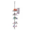Estante de esquina para baño de acero inoxidable de piso a techo transfronterizo, estante de almacenamiento, estante de almacenamiento para baño, bandeja de cuatro niveles, estante triangular