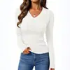 Wish Transfronterizo Suéter de punto trenzado de manga larga para mujer, ajuste slim, cuello en V, primavera/otoño, europeo y americano, versátil, chica hot, en stock