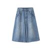[Oufan] Jeans de Moda Pioneer Lavados Azul Claro Rotos Recortados Pantalones de Mujer Verano Sueltos Pierna Ancha 2980