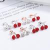 Pendientes de tuerca con forma de cereza en plata de ley 925 para mujer, recién llegados en verano de 2022, con cuentas Shambhala, con forma de hueso para las orejas, joyería ligera de lujo con temperamento.