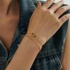Pulsera de anillo brillante de doble capa de acero titanio para mujer, color acero inoxidable inalterable, textura europea y americana, combinación multicolor, nicho, simple