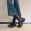 Novedad de Otoño 2026: Botas de Motocicleta con Cordones de Estilo Británico que Aumentan la Altura, Suela Gruesa, para Mujer, Botas Martin Elásticas de Moda para Mujeres Bajitas